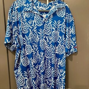 Chubbies Blue and White Graphic Polo. Pineapple design. Never worn